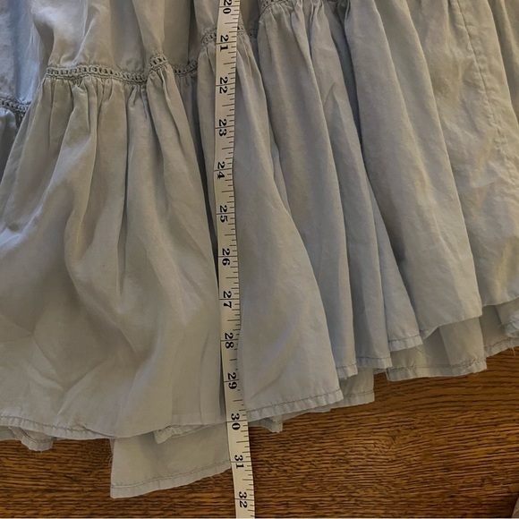 FREE PEOPLE ~ Powder Blue Sunbeam Embroidered Off The Shoulder Dress Smocking - Picture 10 of 10